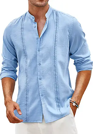 Mens Linen Shirt Short Sleeve Casual Button Down Beach Top Workout Summer  Business Regular Fit Dress Shirts Pocket