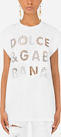 TOP CON LOGODolce & Gabbana in Materiale sintetico di colore Nero Donna T-shirt e top da T-shirt e top Dolce & Gabbana 