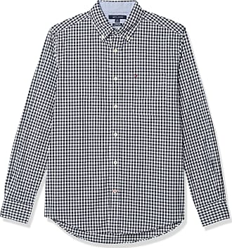 Tommy Hilfiger Men's NWT Blue Checkered 1 Button-Down Short Sleeve Shirt LARGE 
