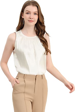 Portazai Womens Sleeveless Tank Tops Button Crewneck Sleeveless Blouses Casual Loose Tunics Shirt 