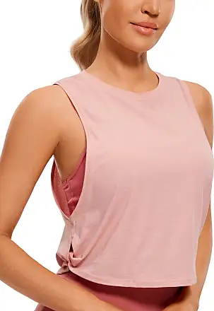 CRZ YOGA Lightweight Heather Crop Top Workout Tank Tops for Women Loose Fit  Athletic Sports Shirts Sleeveless