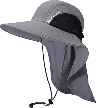 BASSDASH UPF 50+ Unisex Water Resistant Wide Brim Sun Hat with Large Neck  Flap Ponytail Fishing Hat for Men Women