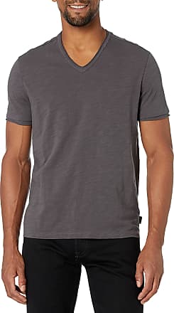 John Varvatos Star USA Men's Atlantic Blue Basic Slub V-Neck Short Sleeve Shirt 