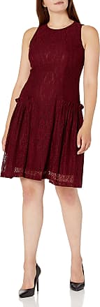 Gabby Skye Womens Sleeveless Round Neck Lace A-line Dress, Wine, 10