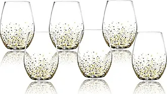 American Atelier Luster Stemless Flute Set of 6 Made of Glass, Confetti  Design, Champagne Wine Glasses for Rose and Mimosas, Cocktail Glass Set