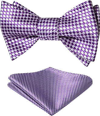 Mondaily DL401P Purple Polka Dot Men Woven Silk Self Bow Tie Pocket Square Set #PPTE4730