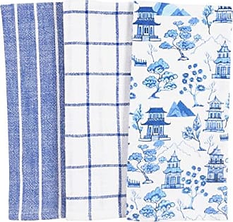 Home Set of 2 Casual Slubbed Kitchen Towel Dish Towel Soft and Absorbent Farmhouse  Kitchen Towel
