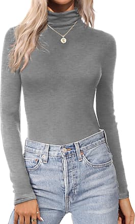  Ekouaer Tight Long Sleeve Shirt for Women Grey Slim
