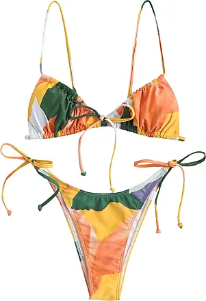 ZAFUL Ribbed Colorblock Monowire Bikini Swimwear In MULTI