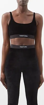 Black Logo-jacquard velvet cropped top, Tom Ford