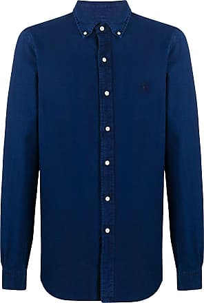 blue button down polo shirt