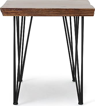 Christopher Knight Home Chana Industrial Faux Live Edge Square Dining Table, Natural / Black