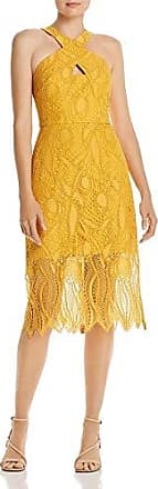 Bcbgmaxazria Womens Crisscross Abstract Lace Dress, Golden Glow, 2