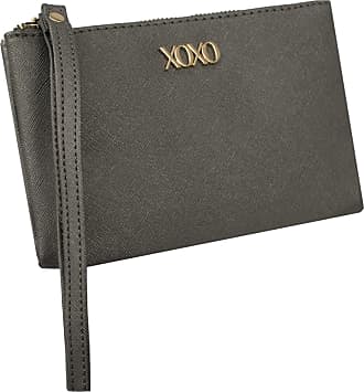 XOXO Women's Small Black Graffeti Print Saffiano Leather Zip Wallet  withChain & Wristlet 