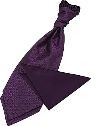 Cadbury Purple Mens Tie Hanky Set Woven Greek Key Patterned Necktie by DQT 