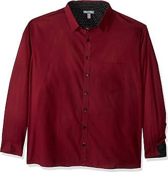 Geoffrey Beene Mens Big & Tall Big Easy Care Long Sleeve Button Down Shirt, DEEP Oxblood Solid, X-Large Tall