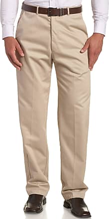 Haggar Mens Work to Weekend Hidden Expandable Waist No Iron Flat Front dress pants, Khaki, 40W 29L UK