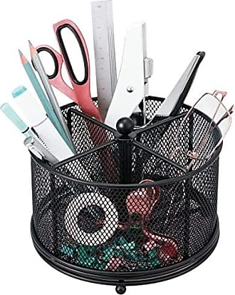 MyGift Silver Metal Mesh Pencil Holder, Desktop Office Supplies Pen Cup, Desk Storage Organizer Caddy with 4 Compartments