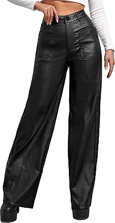 MakeMeChic Women's Faux Leather Pants Drawstring High Waist PU Leather  Jogger Pants with Pockets, Black, X-Small : : Clothing, Shoes &  Accessories