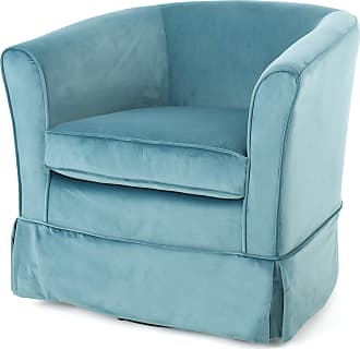 Christopher Knight Home Cecilia Swivel Chair with Loose Cover, Blue Velvet