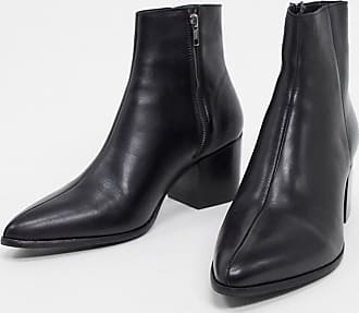 raya pointed toe ankle boots in black patent