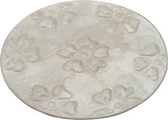 Off White Set of 4 KOUBOO Round Capiz Coasters with Flower Relief