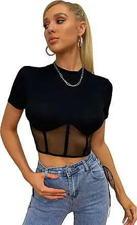 Women Mesh Top Lace Long Sleeve Stretch Slim Fit See Through Shirt Floral  Lace Sexy Crop Tops Tee Blouse Y2k (A Backless Black,S) at  Women's  Clothing store