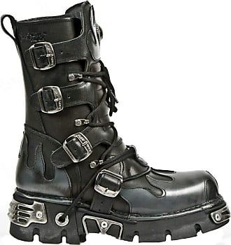 Shoes Womens Shoes Boots Work & Combat Boots Eu 38 Black Leather Metal Skull Buckled New Rock Boots Goth Cyber Punk 