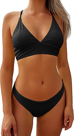  Holipick Women's Bandeau Bikini Set High Waisted Swimsuit Front  Tie Knot Two Piece Bathing Suit Black : Clothing, Shoes & Jewelry
