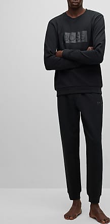 Herren Bekleidung Nachtwäsche Schlafanzüge und Loungewear BOSS by HUGO BOSS Baumwolle Pyjama-Hose aus Stretch-Baumwolle mit Logo-Print in Schwarz für Herren 