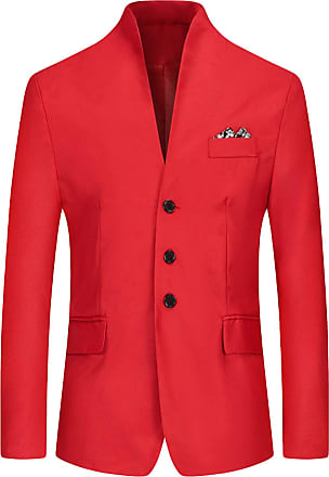 YFFUSHI Mens Suit Jacket 1 Button Slim Fit Plaid Casual Notched Lapel Dress Blazer Coat 