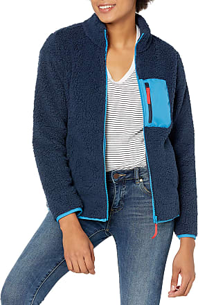 Essentials womens Sherpa Color Blocked Long-Sleeve Mockneck Full-Zip Jacket Fleece Jacket
