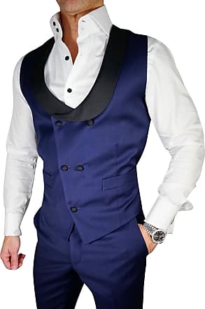 Pretygirl Mens Formal Suit Vest Slim Fit Wool Tweed Double Breasted Solid Waistcoat for Wedding