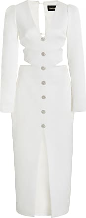 Rasario Womens Button-Embellished Satin Midi Dress - White - Moda Operandi