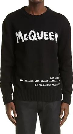 Alexander McQueen intarsia-knit knitted cotton jumper - Black