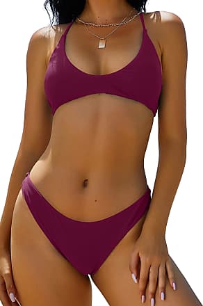 Purple Ruched bikini set Farfetch Women Sport & Swimwear Swimwear Bikinis Bikini Sets 