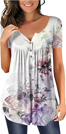 Womens Tunic Tops to Wear with Leggings Fall Henley V Neck Short 3/4 Sleeve  Shirts Western Floral Print Loose Blouse Red : : Clothing, Shoes &  Accessories