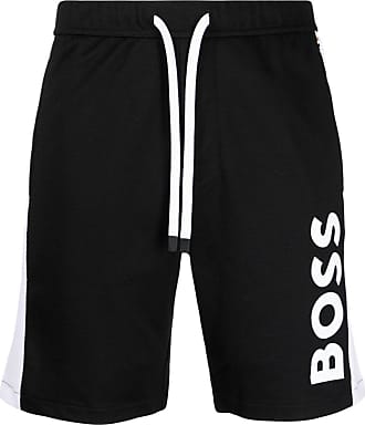 Hugo Boss Monogram Print Relaxed Fit Shorts For Sale - Black Mens