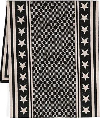 Balmain monogram-pattern fine-knit scarf - Brown