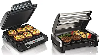 Hamilton Beach Electric Indoor Searing Grill, 118 sq. in. Surface Serves 6,  Stainless Steel & Food Processor & Vegetable Chopper, 10 Cups - Bowl