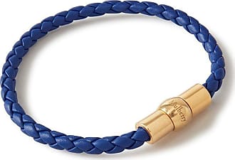 Mens' Navy Blue Leather Multilayer Braided Bracelet | BLU-NB-21