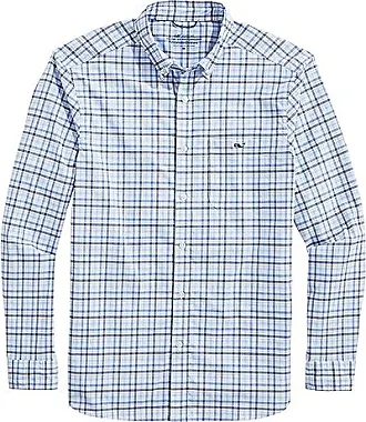 Vineyard Vines Men's Stretch Cotton Madras Plaid Shirt - Crystal Blue X-Large