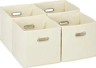 Relaxdays Aufbewahrungsbox aus Stoff, 2er-Set, weiße Streifen, HxBxT: 30,5  x 30 x 30 cm