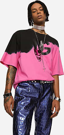 Dolce & Gabbana Baumwolle Baumwoll-T-Shirt mit Print und Patch in Pink für Herren Herren Bekleidung T-Shirts Kurzarm T-Shirts 
