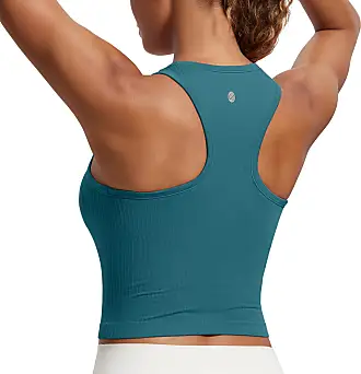 Ribbed Tank Top with Build in Bra Sleeveless Womens Gym Vest Yoga