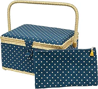 Singer Large Sewing Basket Leaf Print with Emergency Travel Sewing Kit & Matching Zipper Pouch