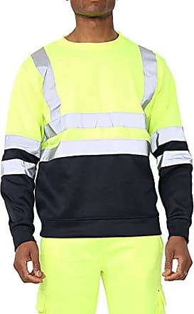 shelikes Hi Vis Viz 2 Tone Rugby Shirt High Visibility Reflective Safety Traffic Construction Two Tone Sweatshirt Jumper Workwear 