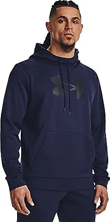 Under Armour Mens M Fleece Lined Pullover Hoodie Space Dye Blue Big Logo  Loose