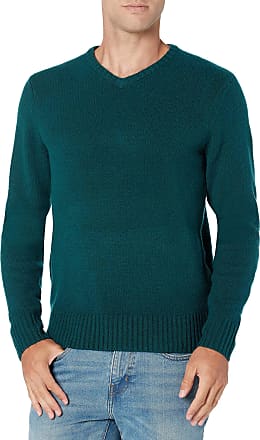 Men's Dark Green V-neck Sweater, White and Red and Navy Gingham