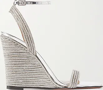 Wow 95 crystal-embellished metallic leather wedge sandals